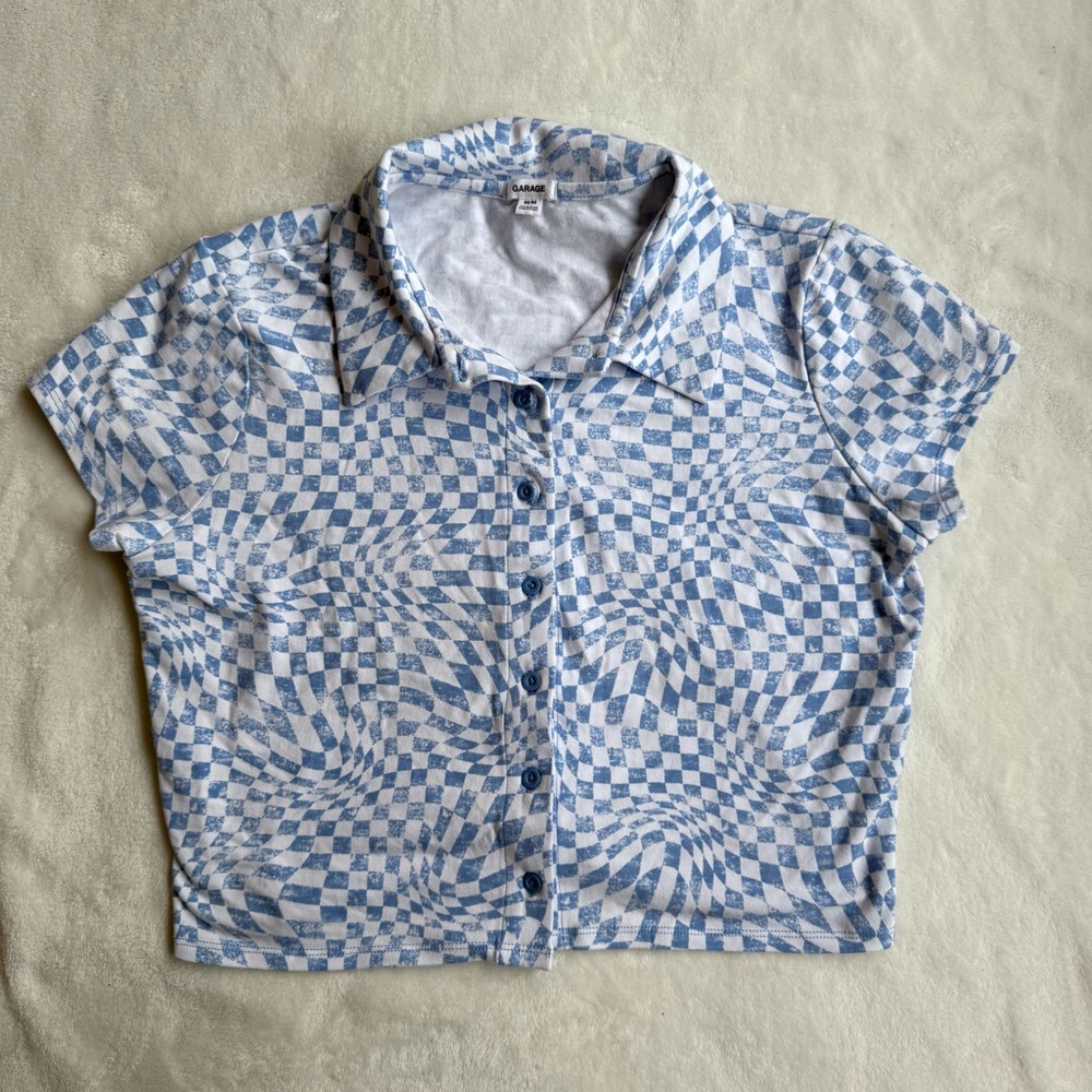 Garage Checkered Button-Up Crop Top - Picture 7 of 7